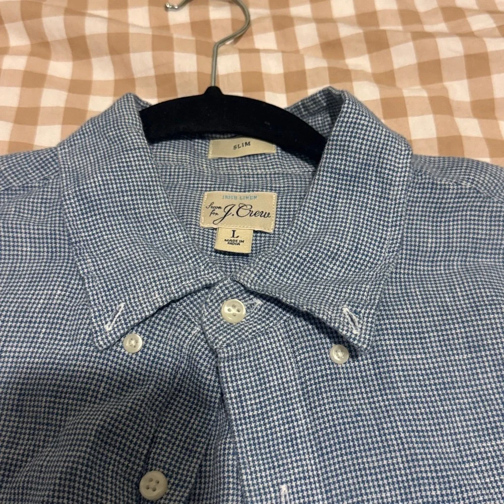 J. Crew slim Baird mcnutt Irish linen shirt style k7899 mini houndstooth spring
